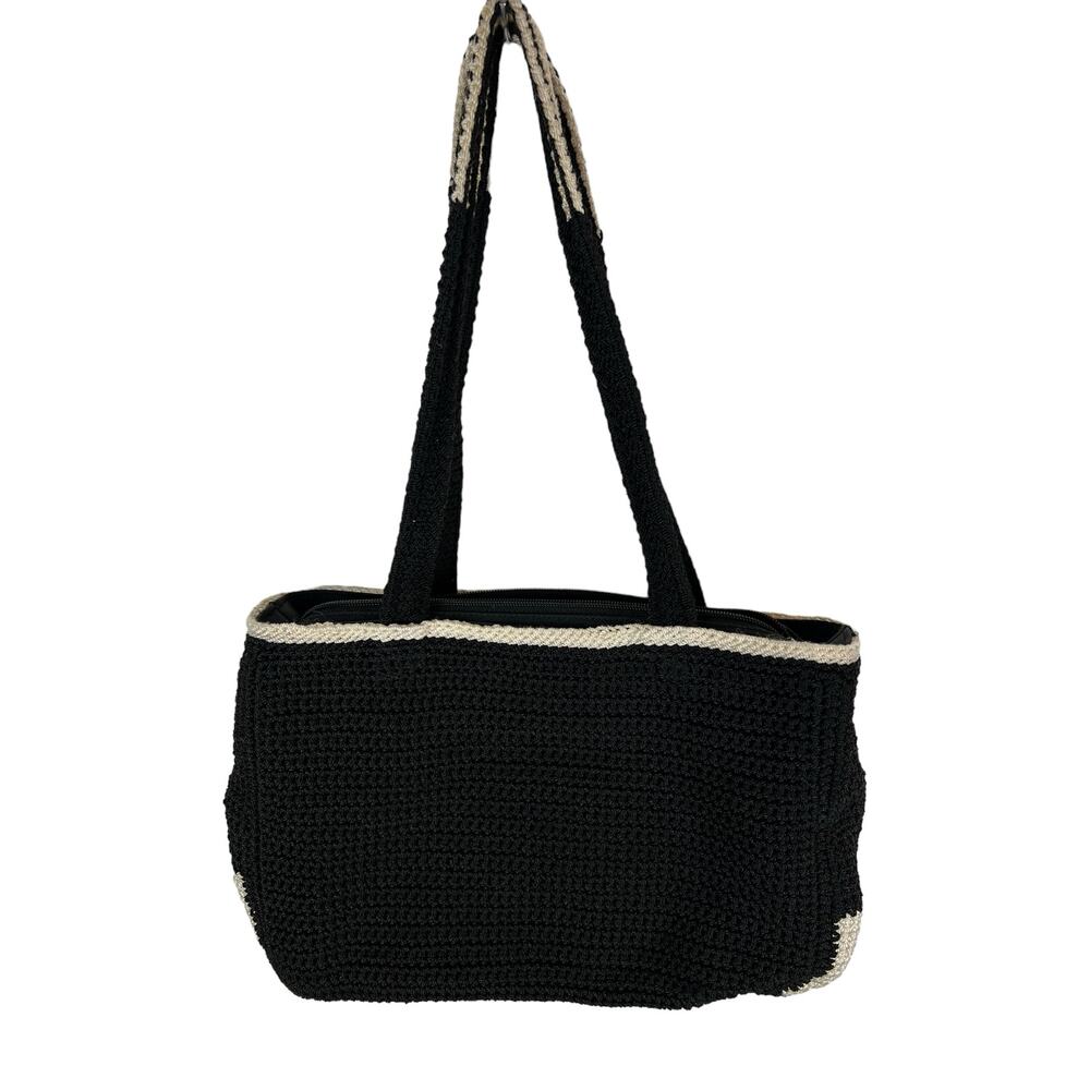 The Sak Crochet Black White Purse Handbag Woven Casual Boho Retro Knit Y2K 90s - Picture 10 of 11